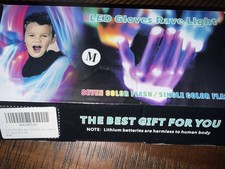 1 set (2 gloves)  LED Rave Gloves Multicolor Light-Up Gloves, Adult Unisex M