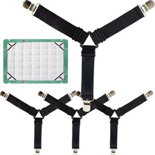 4Bed Sheet Fasteners Adjustable Elastic Suspenders Straps Mattress Covers Clips