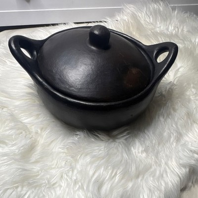 Black Ceramic Round Casserole With Lid Double Handle Gas Electric Compatible