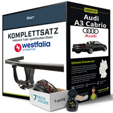 Für AUDI A3 Cabrio Typ 8P Anhängerkupplung starr +eSatz 7pol 04.2008-02.2014 Set