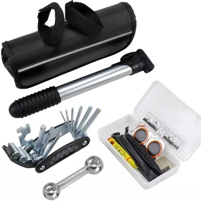 Bicycle Frame Tool Puncture Repair Kit Carry Case Bag With Pump Tool Set Bike UK - Image 1 of 4