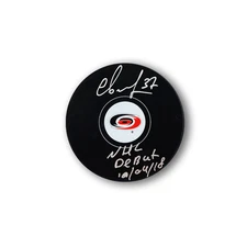 Andrei Svechnikov Autographed Carolina Hurricanes Hockey Puck Inscribed Debut