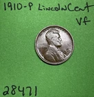 1910-P Lincoln Wheat Cent / Penny 1c Vf Very Fine