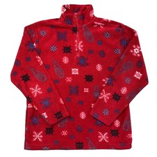 Cherkoee Red Fleece Jumper Nordic Crazy Abstract Polar Womens Small