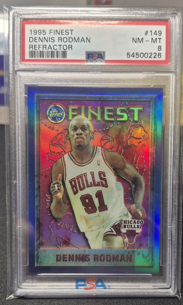 1995-96 Topps Finest Refractor DENNIS RODMAN PSA 8 NEAR MINT #149 