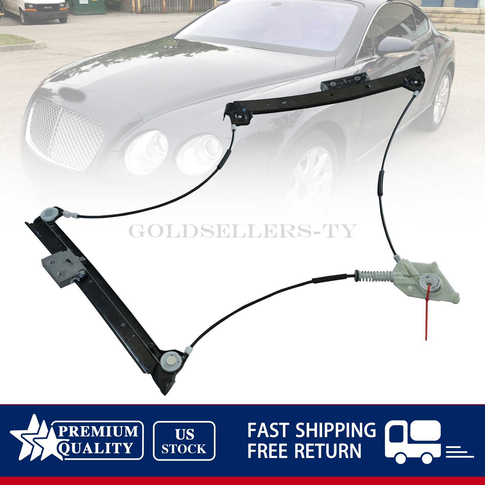 For 04-18 Bentley Continental GT Coupe Front Left Window Regulator 3W0837401J US