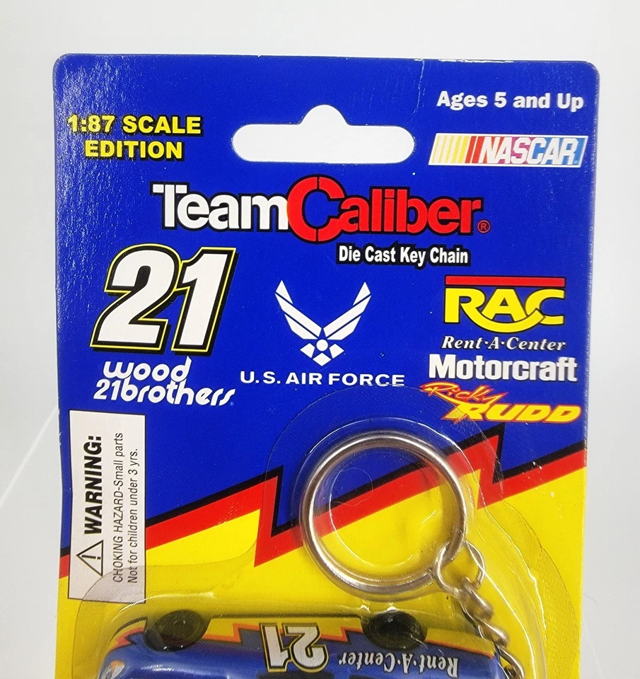 NASCAR 1:87 Scale 21 Wood Brothers Multicolor Die Cast Keychain New - Image 3 of 4