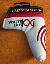 ODYSSEY WHITE HOT OG BLADE PUTTER HEADCOVER WHITE - BLACK - RED MAGNET CLOSURE