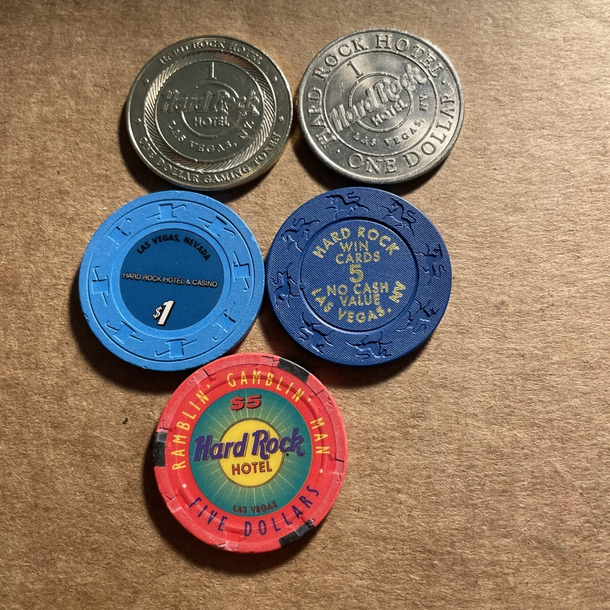 Hard Rock Chip In Collectible Individual $5 Casino Chips for sale