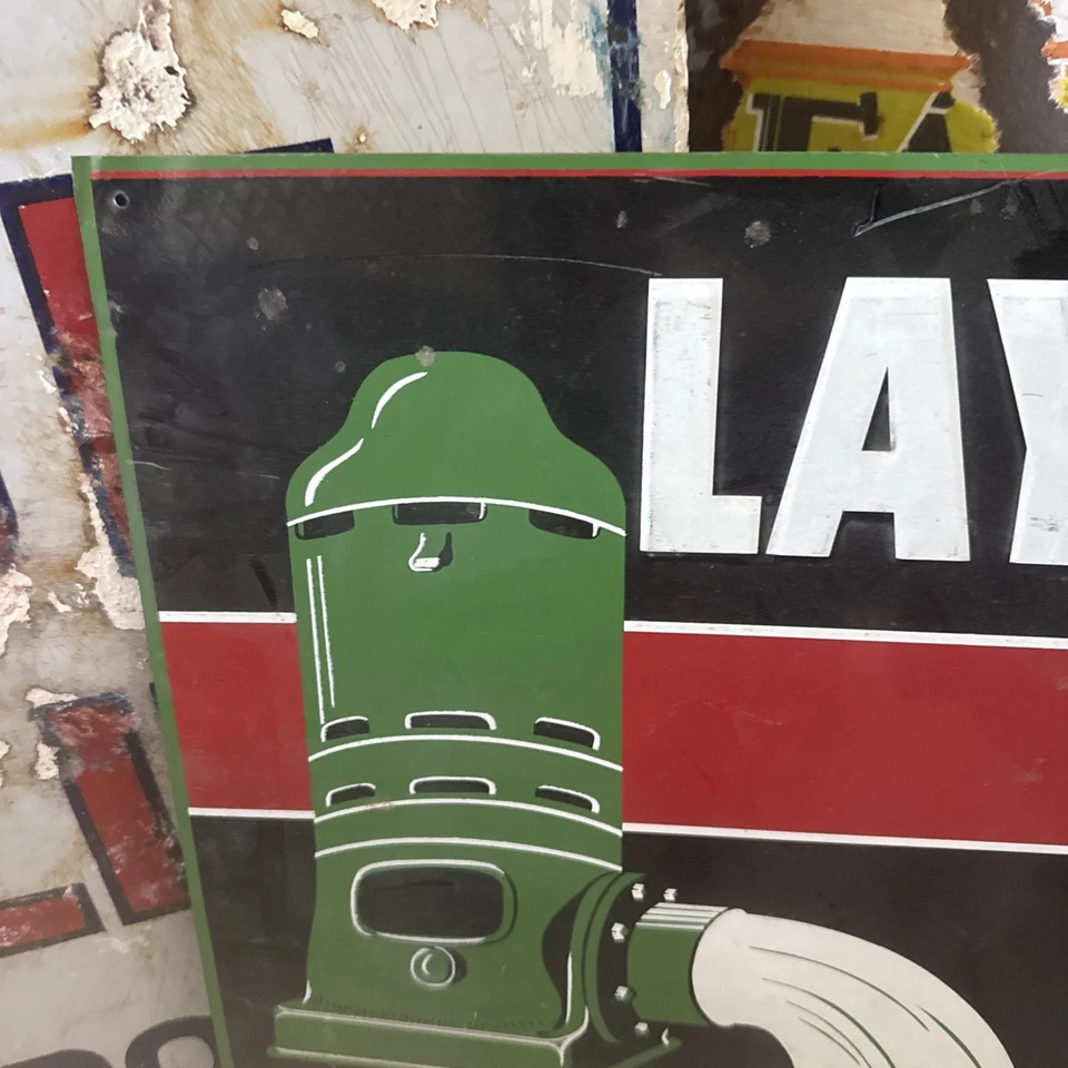 "BOMBA GRANDE ORIGINAL LAYNE & BOWLER METAL PINTADO NO PORCELANA SIGNO 30X18"" LA" Foto 2 de 4