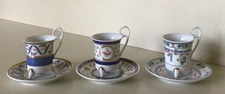 Vintage LIMOGES DEMITASSE CUPS & SAUCERS ~ Three Sets ~ 3 Oz. ~ France