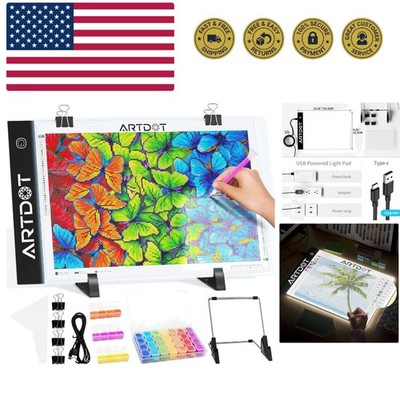 A4 LED Light Pad for Diamond Painting Kits for Adults, USB Powered Adjustable...