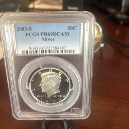 2003-S PCGS PR69DCAM Silver Proof Kennedy Half Dollar 0.9 Fineness Blue Label