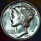 1941-P Mercury Dime – Uncirculated – Brilliant 90% Silver