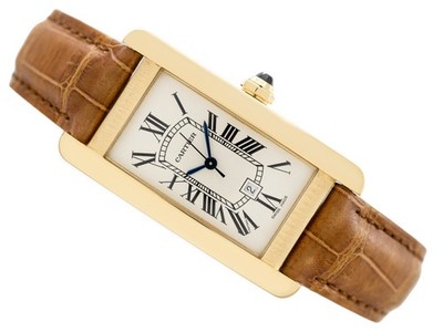 HERRENUHR CARTIER TANK AMERICAINE 18K GG CARTIER REVISION 23MM REF 1725/W2603556