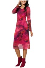 Colleen Lopez Women's Long Sleeve Mesh Dress Pink