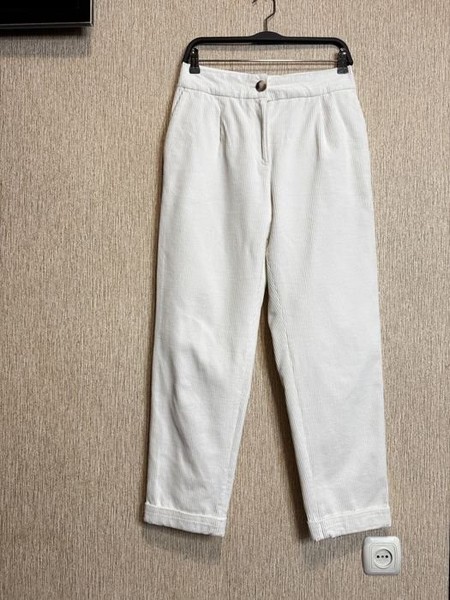Women Sezane Trousers White Velvet 36