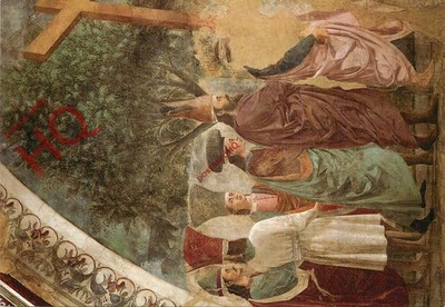 Postkarte ~ Piero Della Francesca, Kreuzerhöhung, Basilika San Francesco
