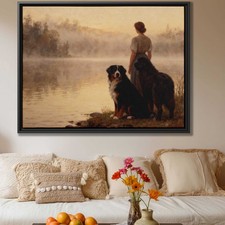 Bernese Mountain Dog Oil Painting Canvas Rustic Nature Artwork Wall Decor Art