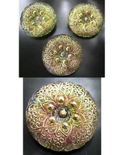 3 Czech Crystal Glass Buttons #P523 - 27 mm or 1" - UNIQUE!!!!
