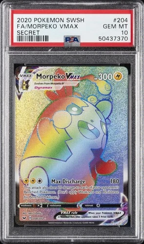 2020 POKEMON SWORD & SHIELD SECRET #204 FULL ART/MORPEKO VMAX PSA 10