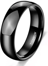 Black Titanium Ring 2Mm 4Mm 6Mm 8Mm Dome High Polished Wedding Band Size 3-14.5