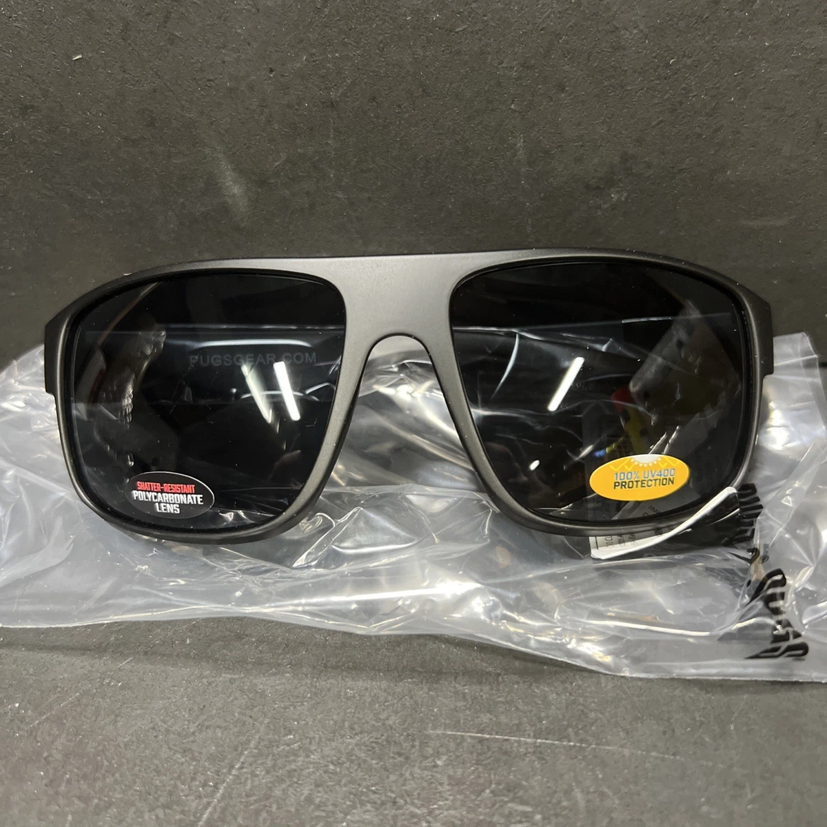 PUGS VINTAGE Rectangular Black Sunglasses with Dark Lenses Pugs Wrap Black Sunglasses for Women for sale | eBay main image 2
