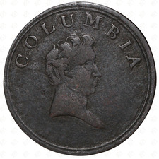 1820-1830 Great Britain Columbia Farthing Token – Undated – W#10+K – Copper