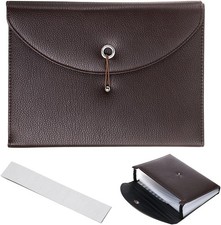 PU Leather Expanding File Folders-13 Pockets A4 Letter Size Paper File Folder