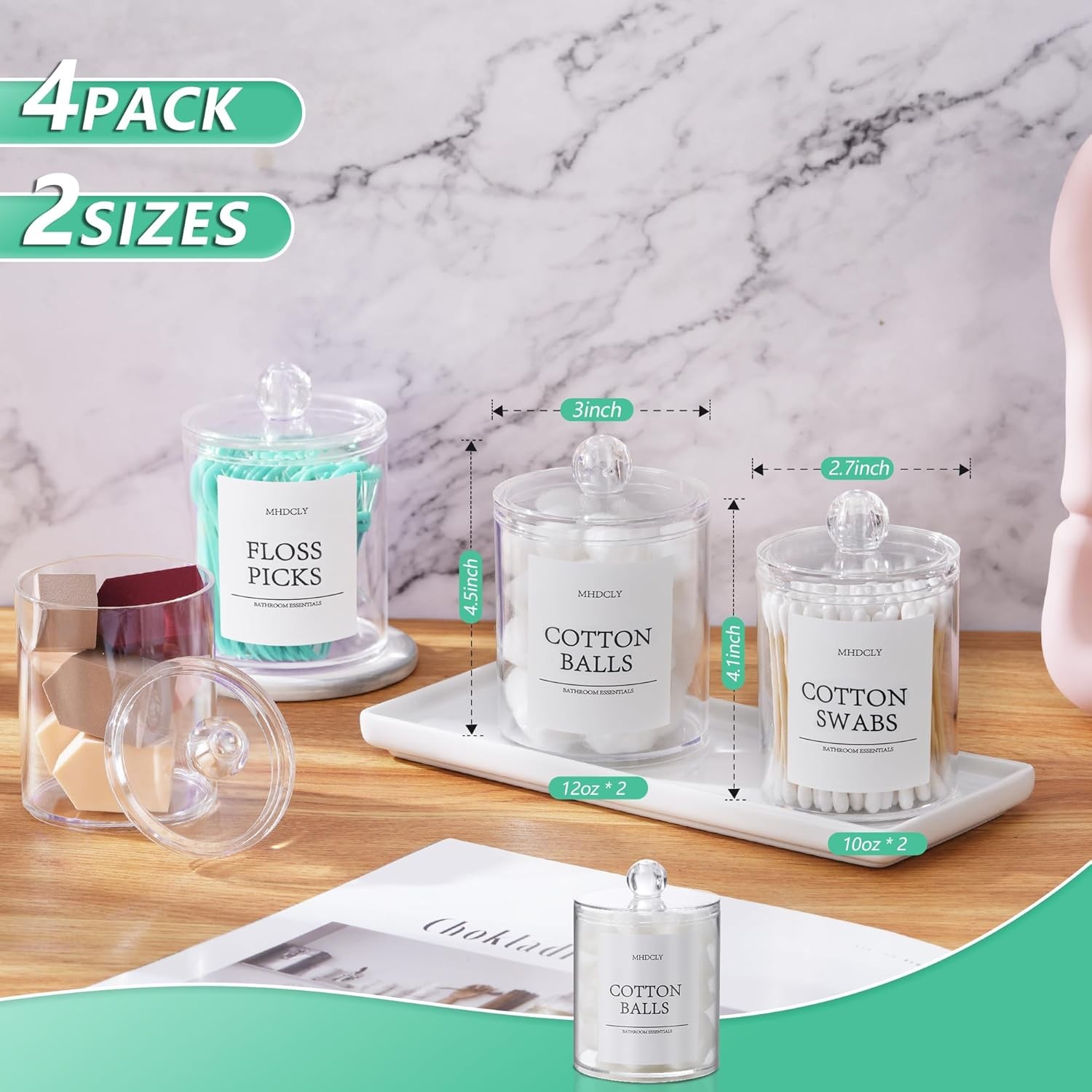 Bathroom Organizers and Storage,4 Pack Bathroom Accessories,Bathroom Decor,Home 