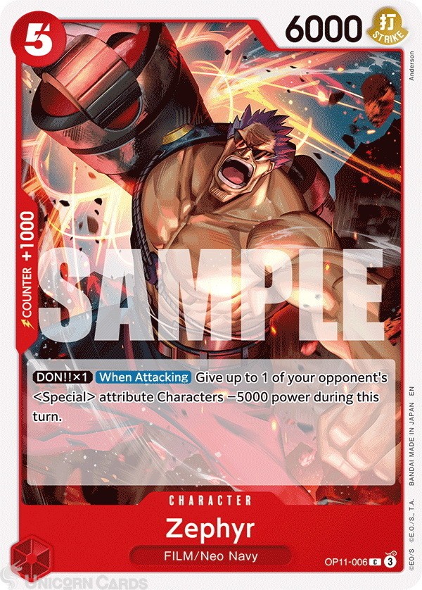 OP11-006 Zephyr : Common English One Piece TCG Card : OP11: A Fist Of Divine Spe