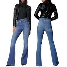 NWT Spanx Flare Jeans Womens Medium Blue Denim Stretch Pull-On Vintage Indigo