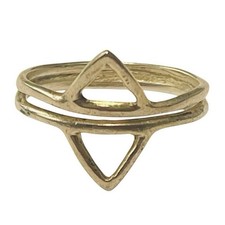 Sterling Silver Ring Geometric Double Triangle Marked 925 Size 6.5 Artisan Band