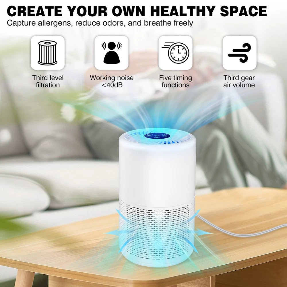 Air Purifier H13 True HEPA Filter for up to 60m² 3in1 filter, Auto & Sleep Mode
