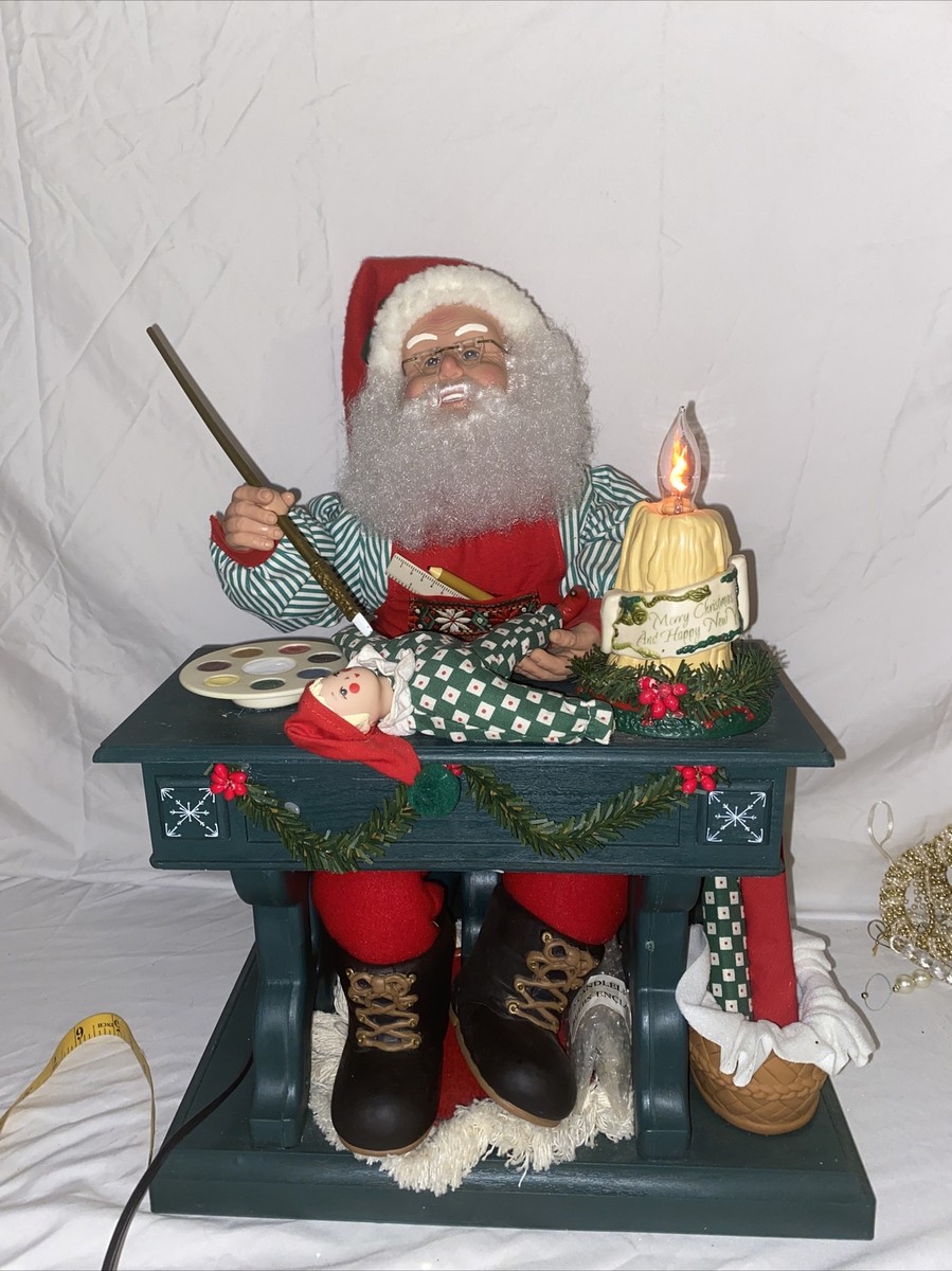 animated santa サンタクロース 人形 ステンドグラスランプ付き