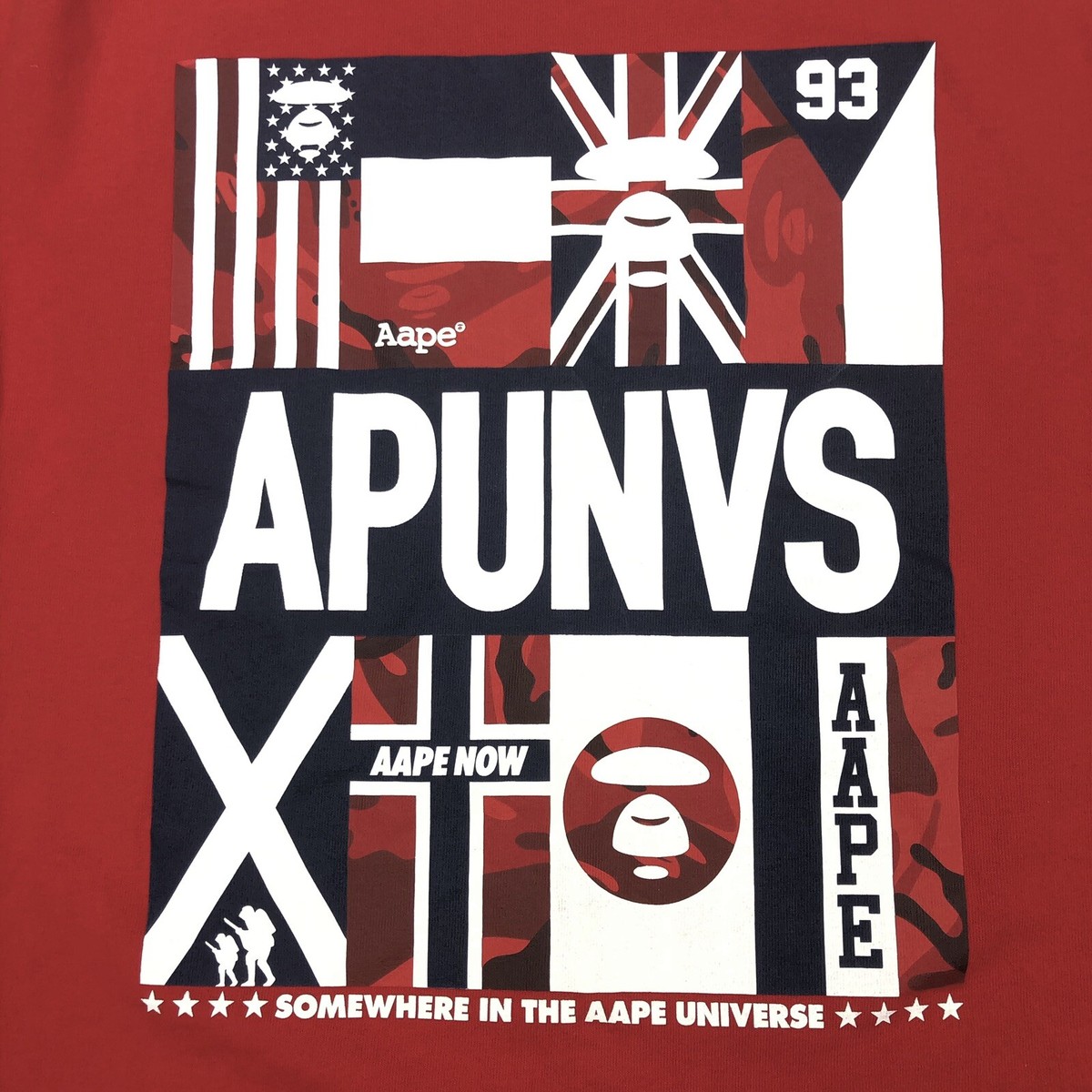 Aape By A Bathing Ape Apunvs Red Tee T-Shirt Men's Size S Small Short Sleeve