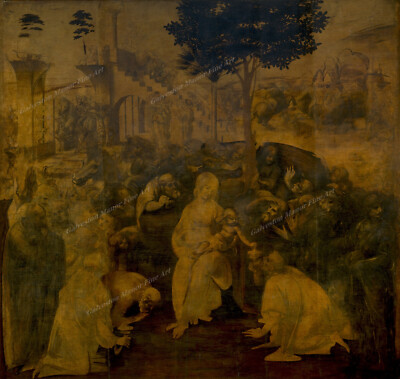 Adoration of the Magi by Leonardo da Vinci as Giclee Art Print Paper or Canvas