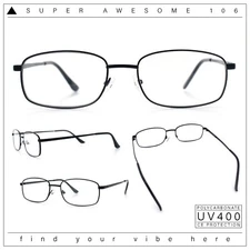 Mens Classic Narrow Rectangle Clear Lens Fashion Eyeglasses