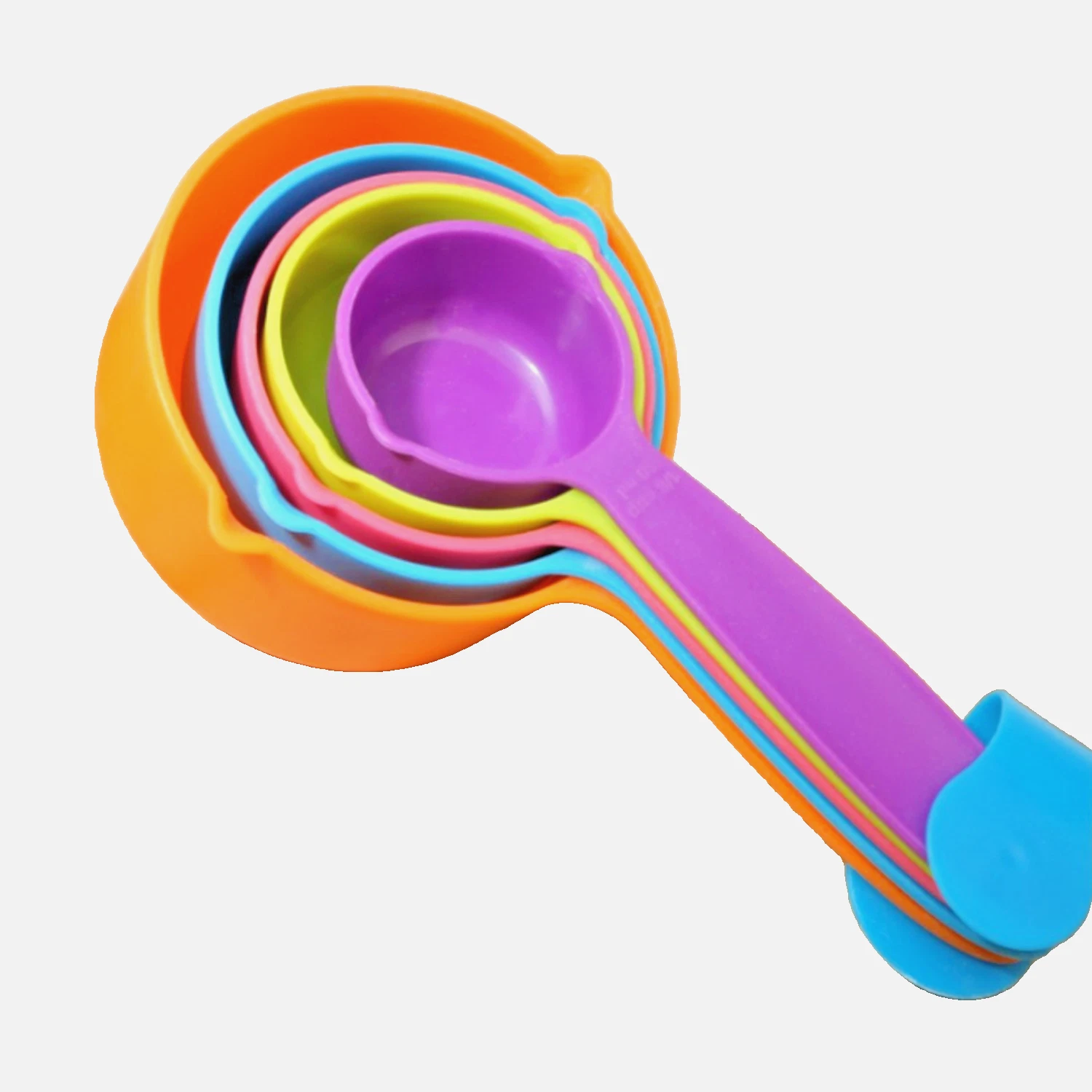 6PCS Colorful Plastic Kitchen Measuring Cups Spoons Tea Coffee Sugar Cake Baking