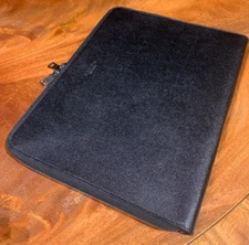 Coach Black Zippered Leather Portfolio / Notepad Cover