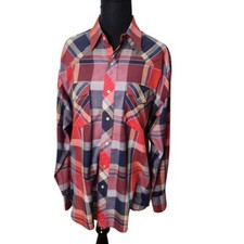 Men's Wrangler Western Shirt with Snap Buttons Red White and Blue  Size 15 15,5