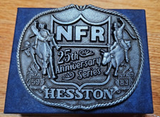 1983 25th NFR pewter national finals rodeo belt buckle - vintage