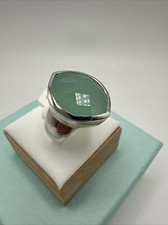 Beautiful Chunky Aqua Chalcedony Sterling Silver Ring Size 6