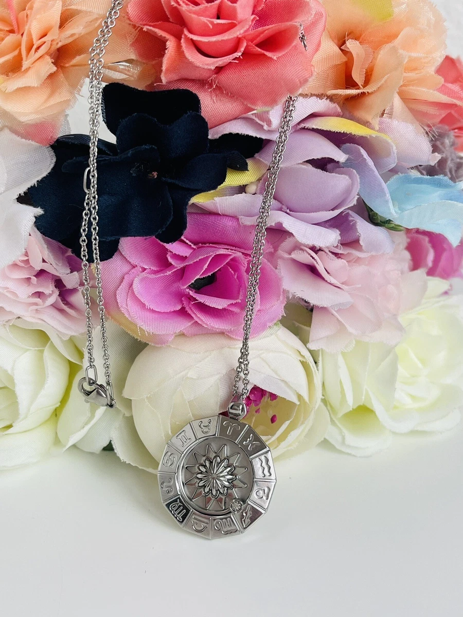 enjoylifecreative Collana da donna con 12 segni zodiacali, in argento sterling 925, con stella, ciondolo a forma di stella, oroscopo, astrologia, compleanno, regalo per donne e ragazze, Argento
