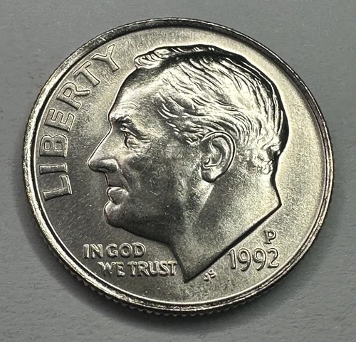 1992-P Roosevelt Dime 10cent Coin from US Mint Set. Uncirculated BU