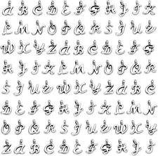 156 Alphabet Charms Letter Antiqued Silver 6 Full Sets A-Z Bulk Jewelry