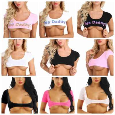 Sexy Women's Open Bust Sheer Mesh Short Crop Top Bra Cupless Tops T-shirt
