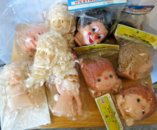Vintage Doll Head Lot Fibre Craft Western 10 Clown Santa Doll