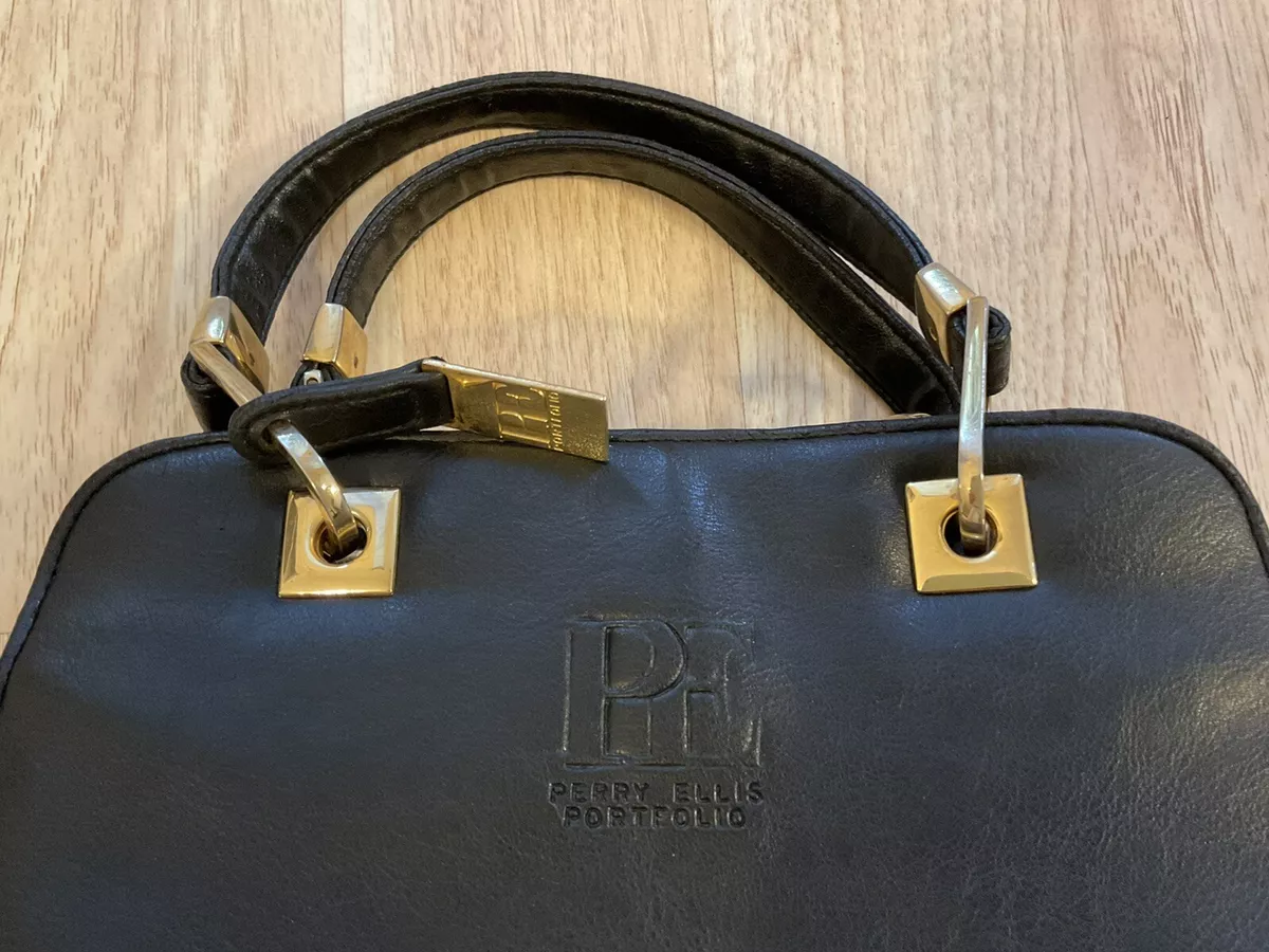 Perry Ellis Portfolio Black Leather Women s Purse Handbag eBay