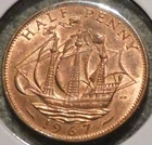 Photo of a 1967 Elizabeth II Half Penny from an eBay listing that sold on Apr 15, 2026